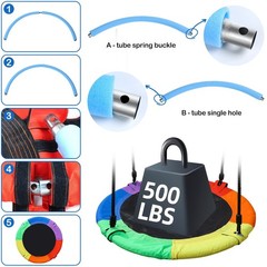40″ Saucer Tree Swing for Kids & Adults, Adjustable Rope Flying Seat Multi-Color