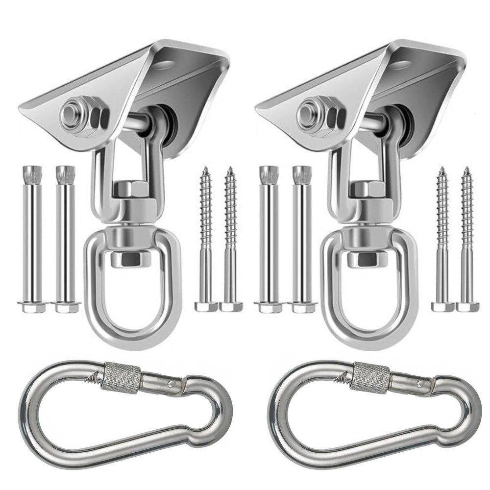 Hammock Hanging Kit, Stainless Steel Hammock Hooks Heavy Duty Hardware 360°Ro…