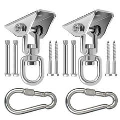 Hammock Hanging Kit, Stainless Steel Hammock Hooks Heavy Duty Hardware 360°Ro…