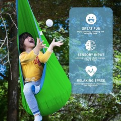 New Outree children’s sensory hanging pod swing–green–attach to ceiling