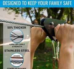 Zip Line Kit for Kids and Adults, 100/120/150/200 ft, Up to 350 Lbs, Removable T