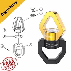 Digtichnny Heavy Duty Swing Swivel 35KN, Black Gold Spinner w/Carabiners
