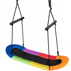 Saucer Tree Swing Surf Kids Outdoor Adjustable Oval Platform w/ Handle Colorful