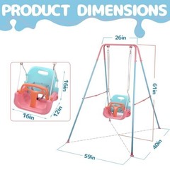 3-in-1 Toddler Swing Set for Indoor/Outdoor Use – Baby Swing for Ages 6 Months+