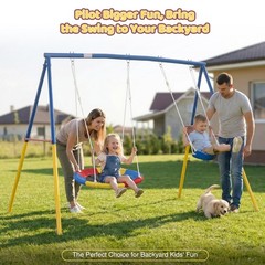 Heavy Duty Kids Swing Sets Playset with Slide for Backyard Outdoor Metal
