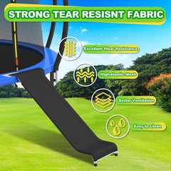 Trampoline Ladder and Slide Kit – Universal 3 Steps Stair Slide with Buffer, Eas