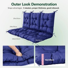 3 Seater Porch Swing Cushion,Thick Cushion for Patio Swing Furniture,3-Person Ou