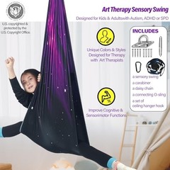 Sensory Swing for Kids Holds up to 300lbs Indoor & Outdoor Therapy Space Purple