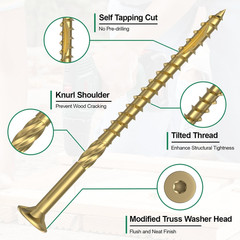Deck Screws 3 Inch Wood Screws 100 Pcs, #9 X 3 Rust Resistant Construction Torx