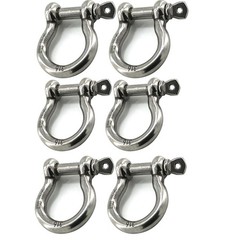 6Pcs 3/8” Bow Shackle Marine Grade 316 Stainless Steel Anchor Shackle D Ring