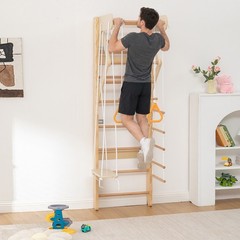 Swedish Ladder Wall Gym 6 in 1 Wooden Indoor Playground Climbing Toys