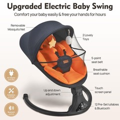 Baby Swings for Infants, Portable Baby Swing for Newborns with Bluetooth, Ele…