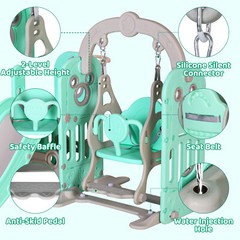 Kids Slide and Swing Set, 5 in 1 Toddler Slide Climber Indoor Outdoor Playground