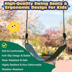 2 Pack Heavy Duty Kids Swing Seat with 79″ Adjustable Rope – 330 Green