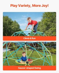 10FT Thickened Steel Climbing Dome Playset w/ Saucer Swing 1000lbs
