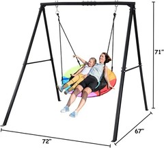 Outdoor Swing Set with A-Frame Stand – 40 Inch Saucer Swing