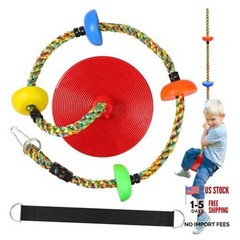 Tree Swing for Kids,Heavy Duty Single Disc Seat Climbing Rope Set Red Swing