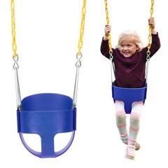 Heavy-Duty High Back Full Bucket Toddler Swing Seat | Coated Chains Fully Blue