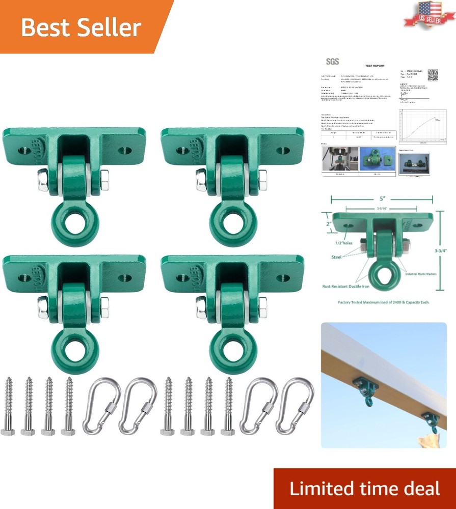 Industrial Grade Swing Hanger Set – 10000 lb Capacity – Pack of 4 – Green