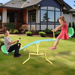 360° Rotating Double Seesaw with Backrest, Kids Indoor/Outdoor Rocker