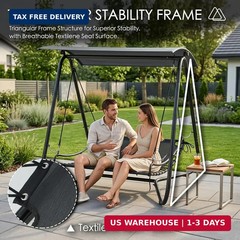 Kozyard Outdoor Swing Bed with Canopy, 2-Person Outdoor Swing Bed, Heavy-Duty St