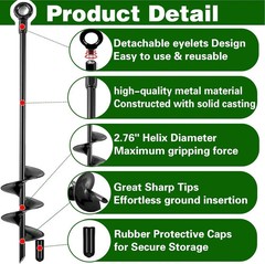 Ground Anchors Heavy Duty, Swing Set Anchor Kit 18 Inch 4 Pack Screw in Earth An