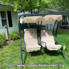 2 Person Porch Swing Canopy Top Waterproof Outdoor Seater Garden Swing Seat C…