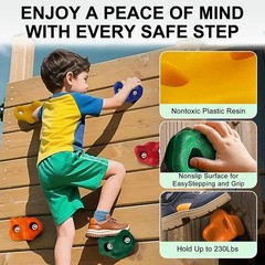 17 Pack Playground Parts & Accessories for Kids – 10Pc Colourful Rock Climbing H