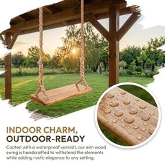 Hanging Wooden Swing, Seat 19.7″x 5.1″× 1.2″, Tree Swings for Adults and Kids