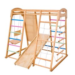 Uimoso 7-in-1 Wooden Indoor Jungle Gym Playground for Children