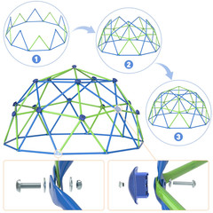 10FT Climbing Dome with Swing Set, Kids Dome Climber Jungle Gym Outdoor Play Tod