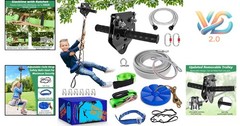 80Ft Outdoor Zip Line Kit for Kids & Adults 500Lbs Removable Trolley Swing Seat