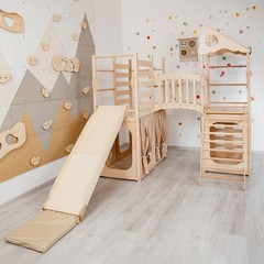 Large Playground Climber Kids Indoor Wooden Playhouse Montessori Climbing Set