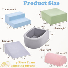 Soft Foam Climbing Blocks Set for Toddlers – 5-Piece Activity Play Set