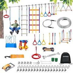 65FT Ninja Warrior Obstacle Course for Kids Backyard Outdoor 65FT 13Pcs Ratchet
