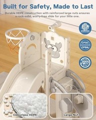 Toddler Slide for Kids,6-in-1 Indoor Outdoor Toddler Slides Cream&gray