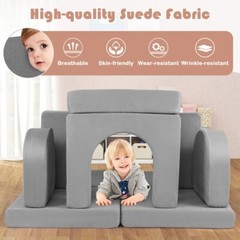 8-Pcs Modular Children Play Couch Sofa Climbing Blocks Set W/ Comfy Suede Fabric