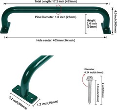 17 Inch 6 Pieces Green Outdoor Metal Safety Handles for Green -6 Pcs