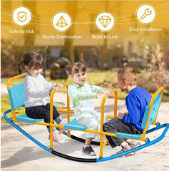 Kids Seesaw 200-lbs Capacity Out/In-door Swivel Teeter 3 – 8 Yrs Promote Family