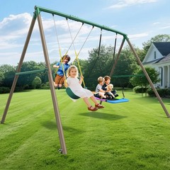 660lbs Metal Swing Set with 3 Swings Heavy Duty A-Frame Kids Backyard Swing Set