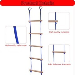 Rope Ladder for Kids, Ninja Warrior Obstacle Course Accessories – Heavy Blue