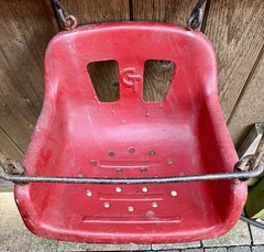 Vintage Early 1900’s Red Metal Gametime Swing Seat w/ Original Chains and Hooks