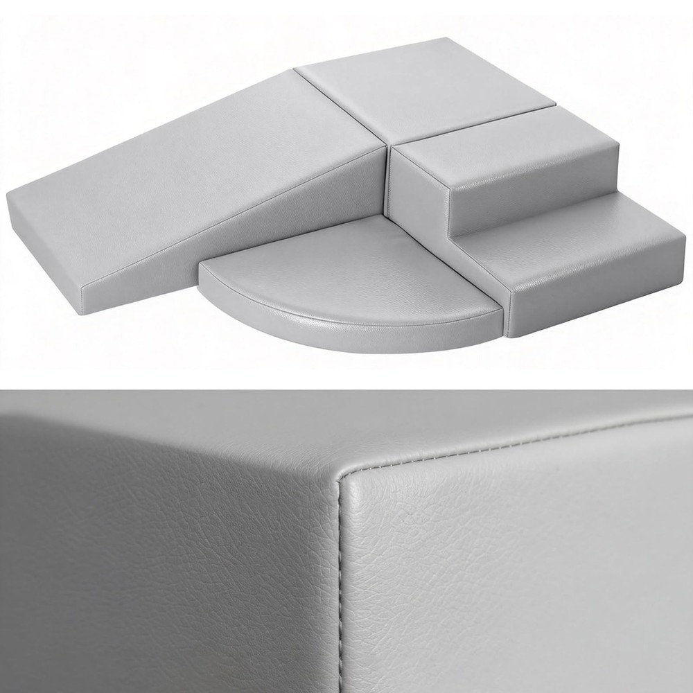 4-Piece PU Leather Baby Foam Climbing Blocks for Toddlers – Soft Play Climbin…