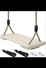 Wooden Swing Seat, Outdoor Wood Swing for Kids, Tree Swing for Adults