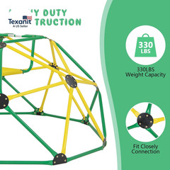 Climbing Dome with Slide, Kids Outdoor Jungle Gym Geometric Dome Climber, Steel