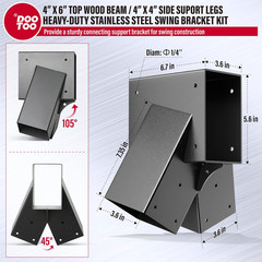 Stainless Steel Heavy Duty Swing Set Bracket Kit – 2-Pack for 4″x4″ & 4″x6