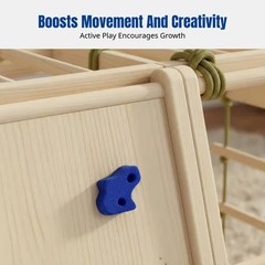Kids Wooden Climbing Frame, Indoor Slide, Hanging Seat, Home Play Gym