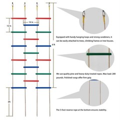 Innovative Rainbow Kids’ Wooden Rope Ladder – 3/4/5-Group Connectivity, 14-Inch