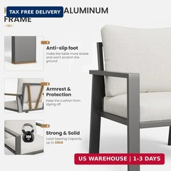 4-Piece Aluminum Outdoor Patio Furniture Sets All-Weather Patio Conversation Set
