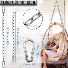 2 Pack Hanging Swing Chain with 4 Carabiners 25in, 660LB Capacity Heavy Duty …